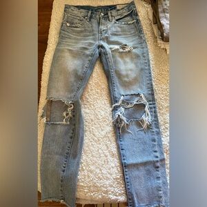 All Saints Blue Skinny Distressed Jeans